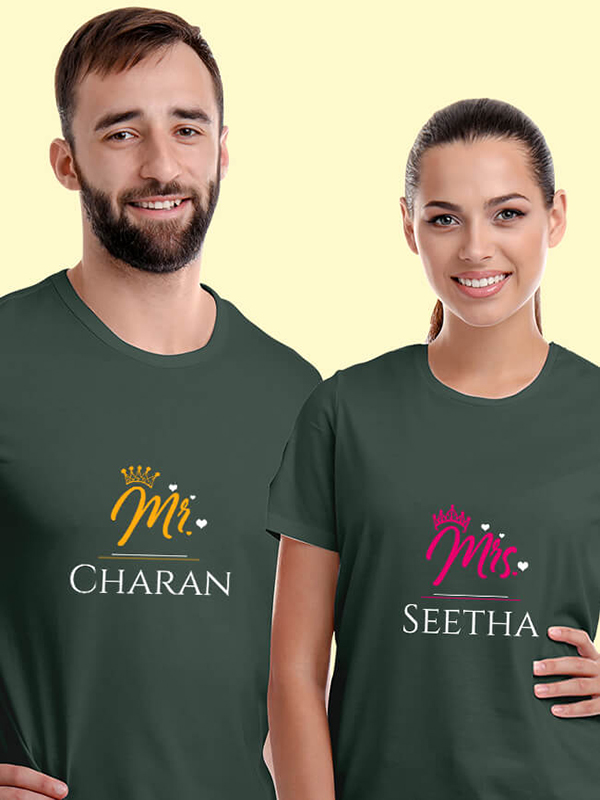 Custom Mr and Mrs with Names On Personalized Couple Tees