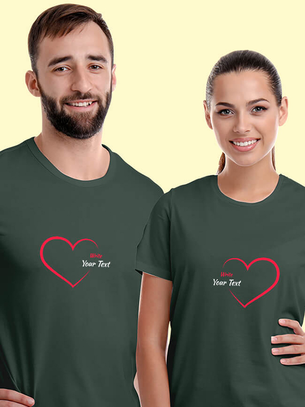 Custom Red Love with Your Names On Personalized Couple T-Shirt