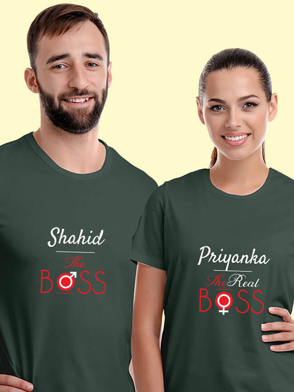 Custom The Boss and The Real Boss On Couple T-shirts For Men & Women