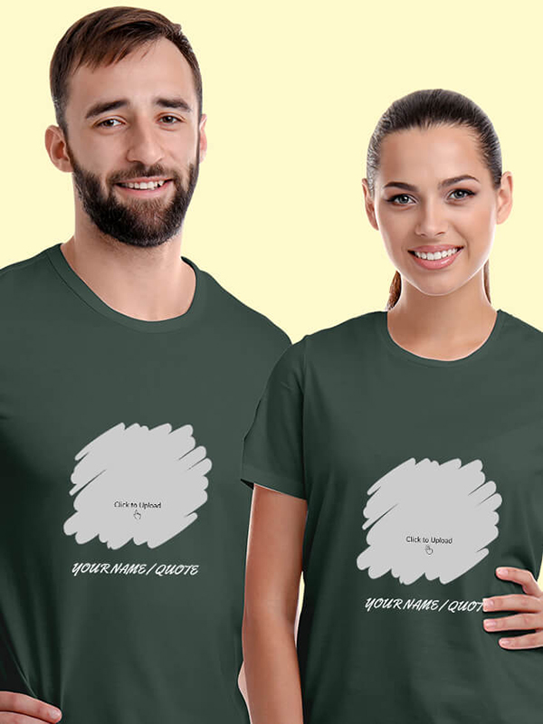 Custom Your Photo with Text On Customized Couple T-Shirt
