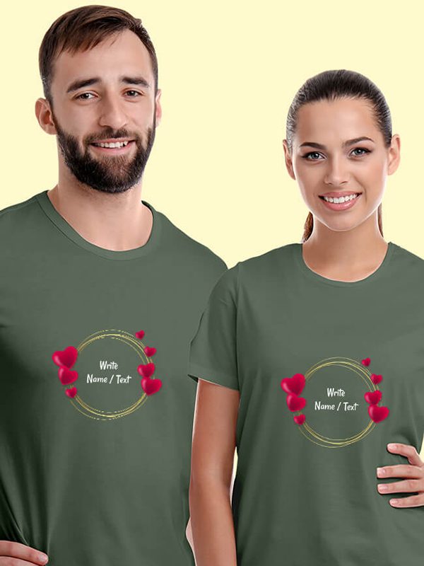 Custom Your Name with Love Bubbles On Customized Couple Tees