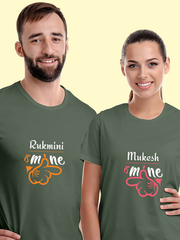 Custom He is Mine and She is Mine On Customized Couple T-Shirt