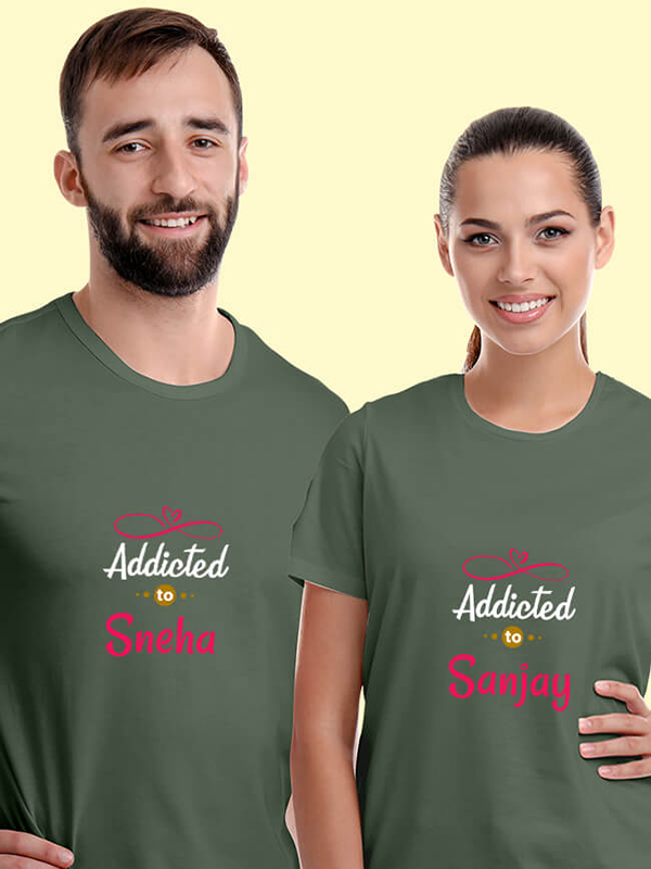 Custom My Love Addicted to with Names On Customized Couple Tees