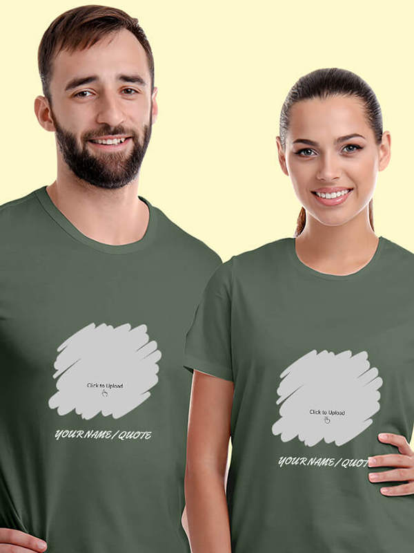 Custom Your Photo with Text On Customized Couple T-Shirt