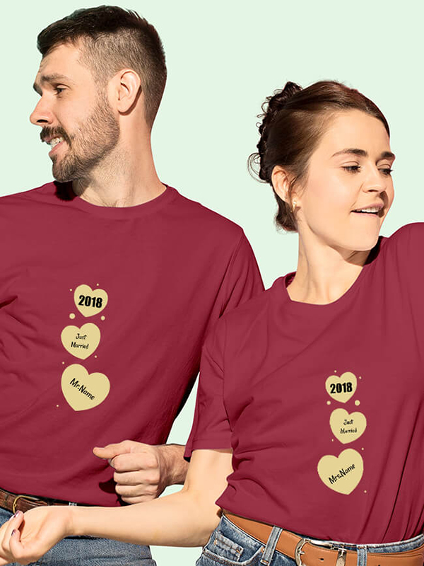 Custom Mr And Mrs Just Married Couples T Shirt