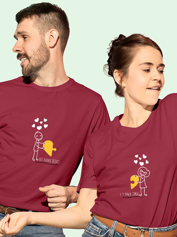 Custom Love Puzzle Couples T Shirt