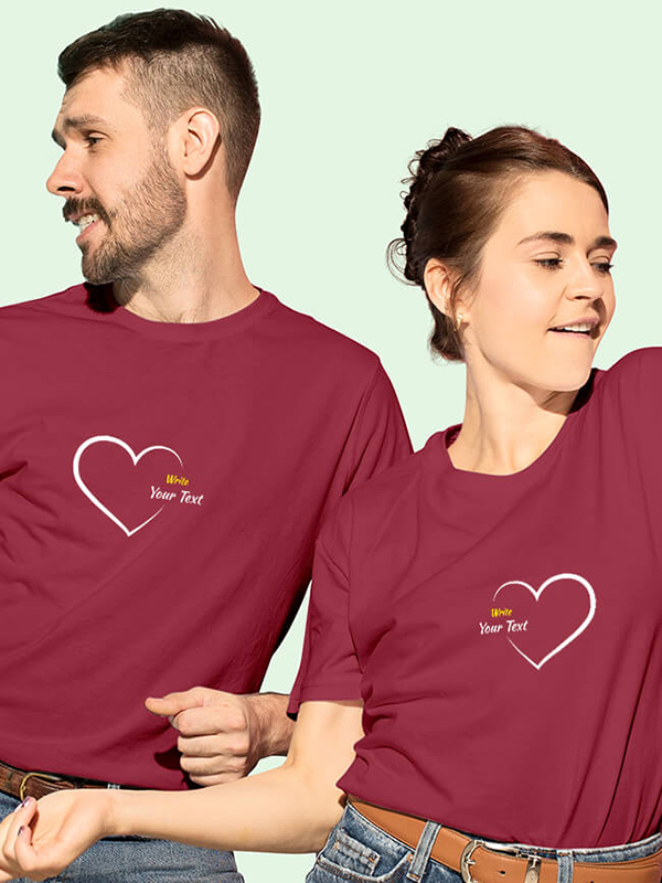 Custom Red Love with Your Names On Personalized Couple T-Shirt