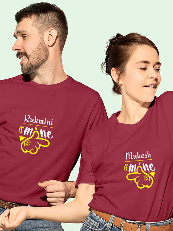 Custom He is Mine and She is Mine On Customized Couple T-Shirt