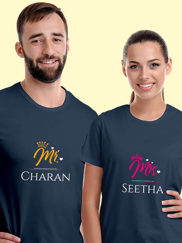 Custom Mr and Mrs with Names On Personalized Couple Tees