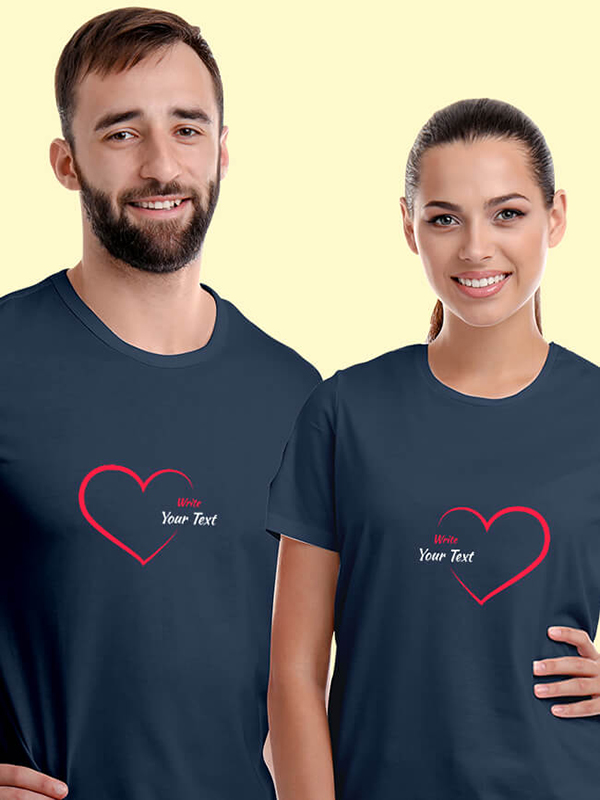 Custom Red Love with Your Names On Personalized Couple T-Shirt