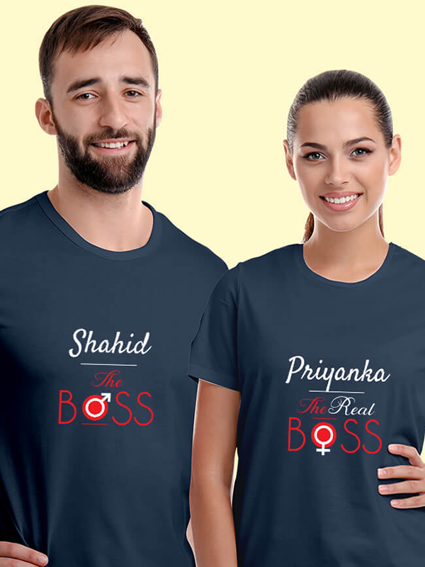 Custom The Boss and The Real Boss On Couple T-shirts For Men & Women