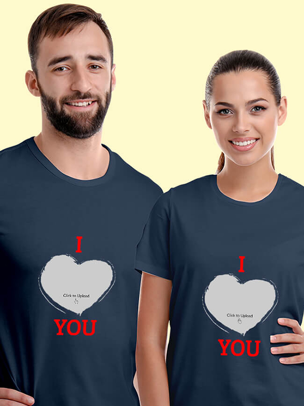 Custom I Love You with Your Image On Couple T-shirts For Men & Women