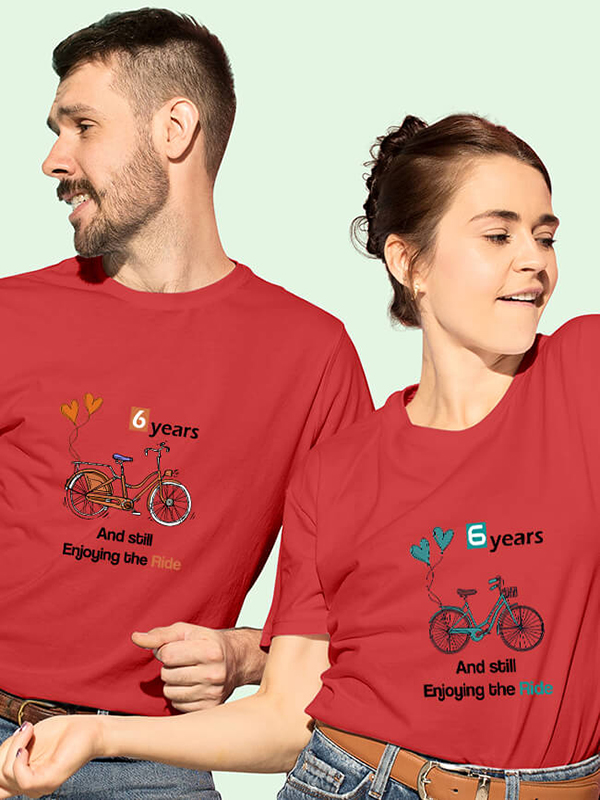 Custom Anniversary Still Enjoying The Ride Couples T Shirt