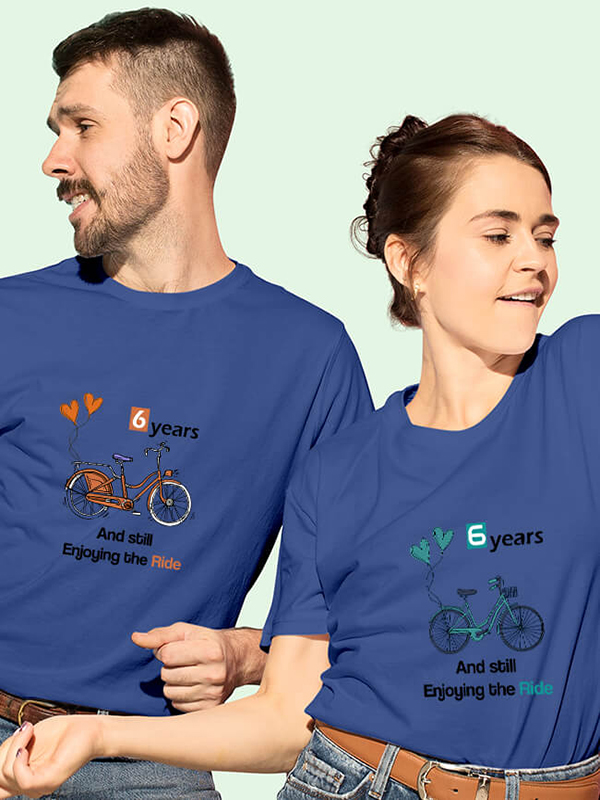 Custom Anniversary Still Enjoying The Ride Couples T Shirt