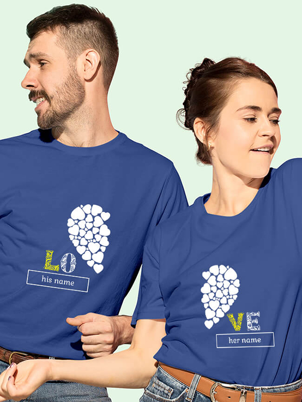 Custom Half Heart Shaped Valentine Couples T Shirt