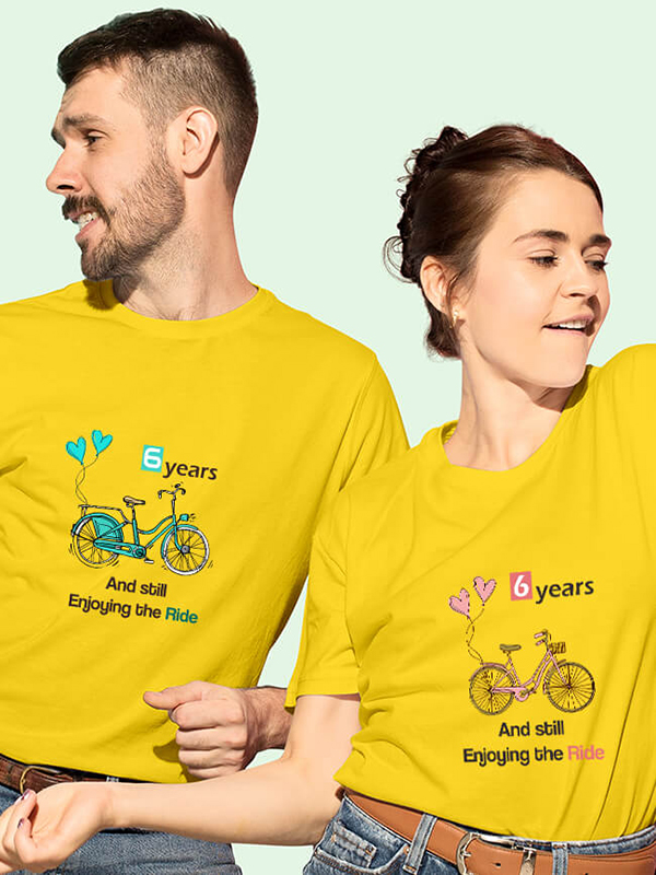 Custom Anniversary Still Enjoying The Ride Couples T Shirt