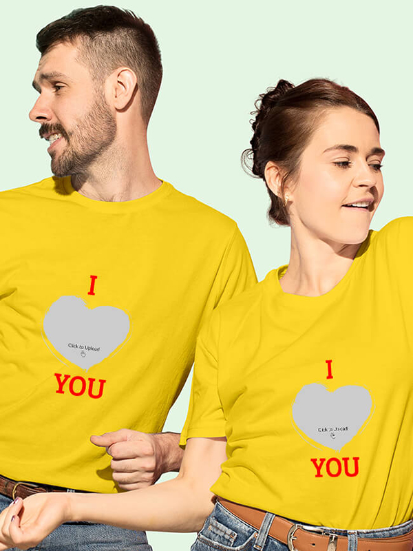 Custom I Love You with Your Image On Couple T-shirts For Men & Women