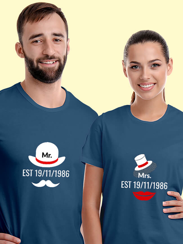 Custom Mr. And Mrs. Couples T Shirt With Date