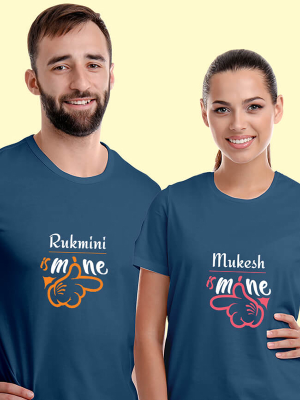 Custom He is Mine and She is Mine On Customized Couple T-Shirt