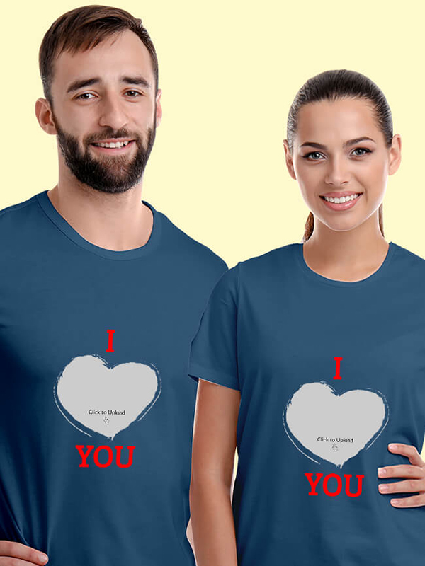 Custom I Love You with Your Image On Couple T-shirts For Men & Women