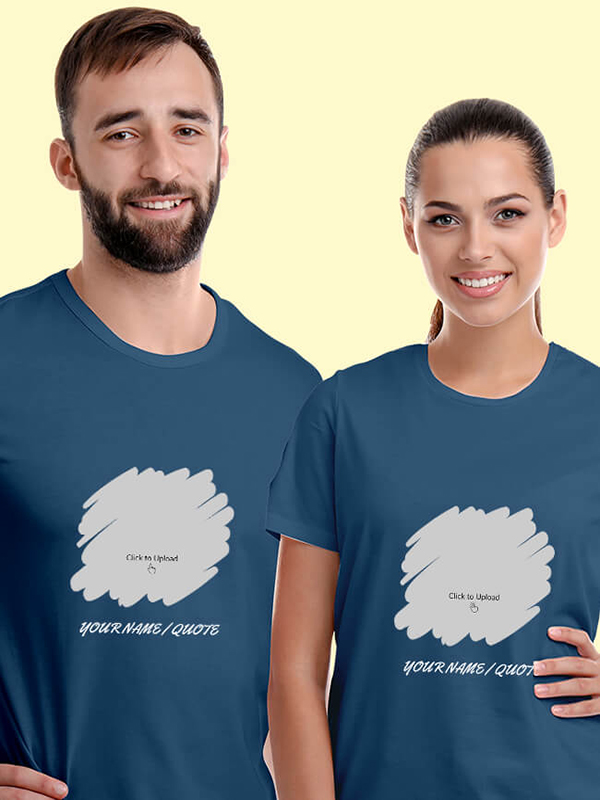 Custom Your Photo with Text On Customized Couple T-Shirt
