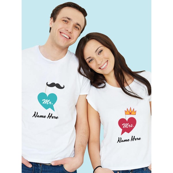 Mr And Mrs With Name Couples T Shirt