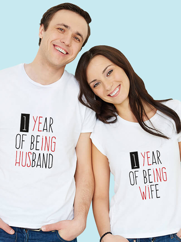 Custom Husband Wife Wedding Anniversary Couples T Shirt