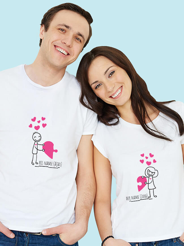 Custom Love Puzzle Couples T Shirt