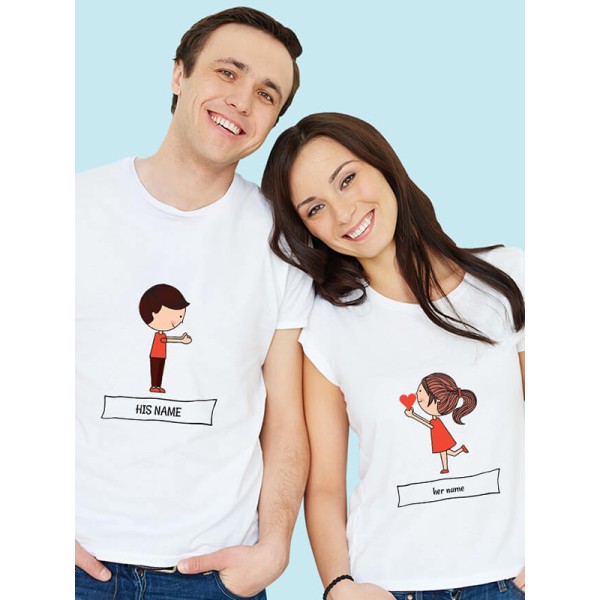 Valentines Day Girl Proposing Love Couples T Shirt