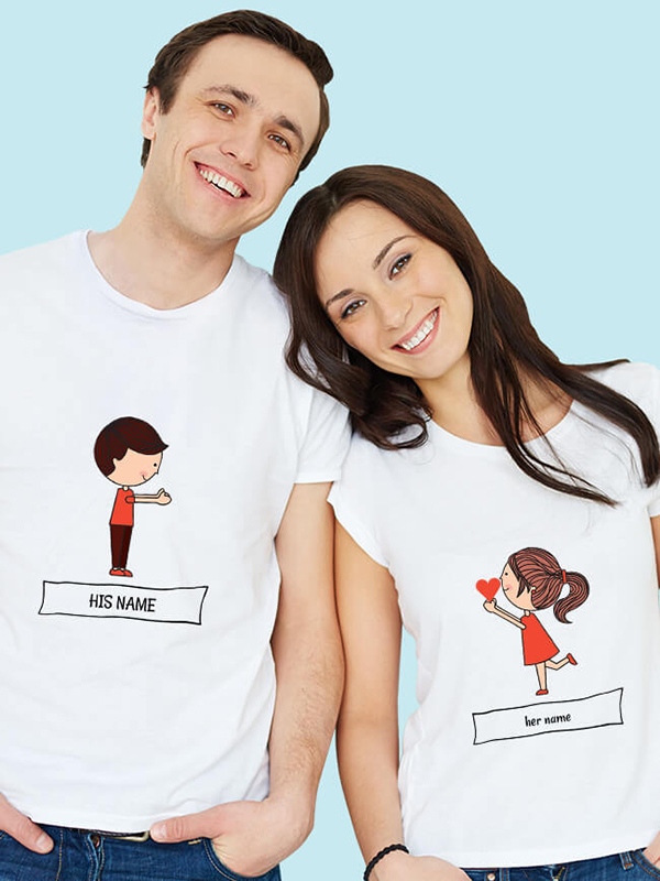 Custom Valentines Day Girl Proposing Love Couples T Shirt