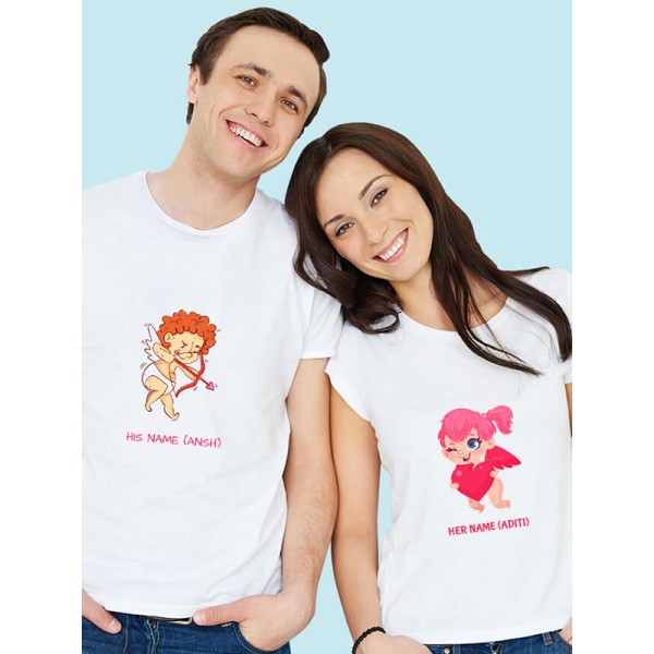 Cupid Shooting Arrow Couples T Shirt