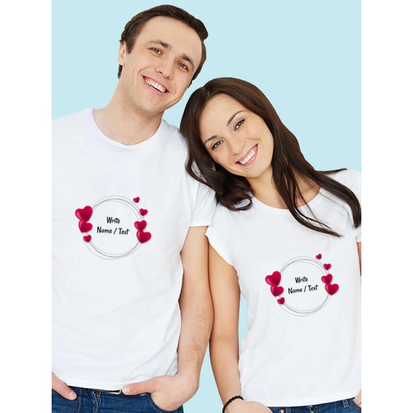 Your Name with Love Bubbles On Customized Couple Tees Your Name with Love Bubbles On Customized Couple Tees