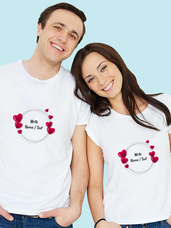 Custom Your Name with Love Bubbles On Customized Couple Tees