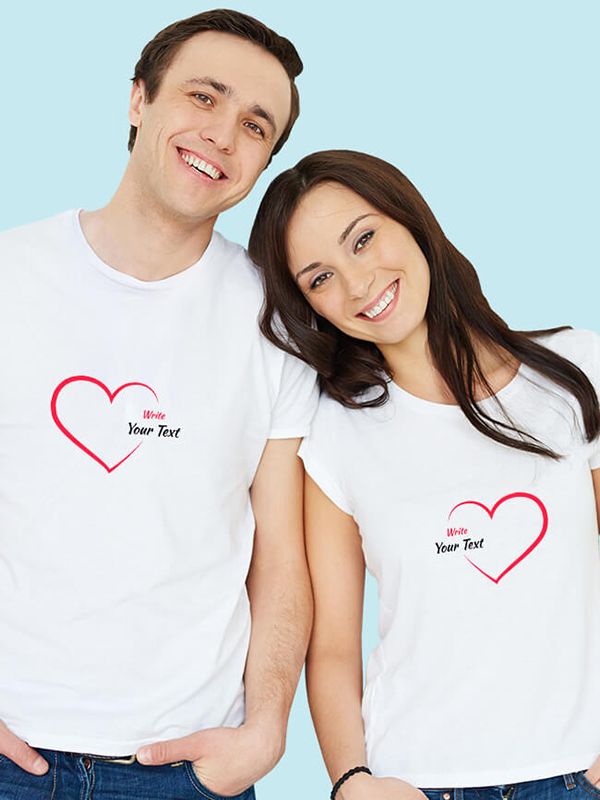 Custom Red Love with Your Names On Personalized Couple T-Shirt