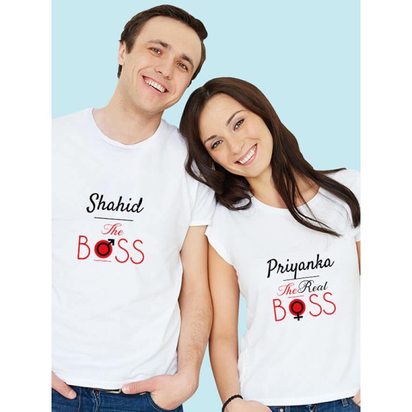 The Boss and The Real Boss On Couple T-shirts For Men & Women