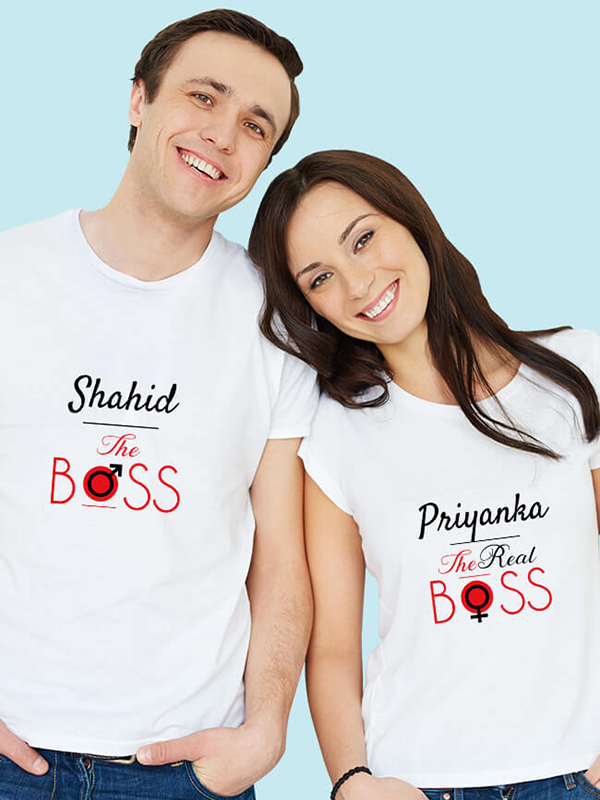 Custom The Boss and The Real Boss On Couple T-shirts For Men & Women