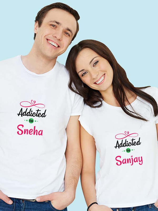 Custom My Love Addicted to with Names On Customized Couple Tees