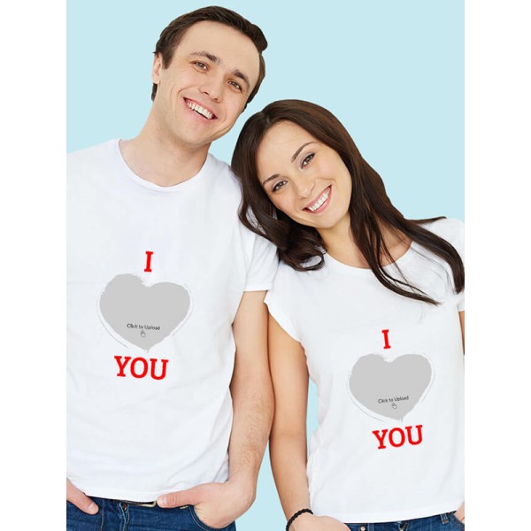 I Love You with Your Image On Couple T-shirts For Men & Women