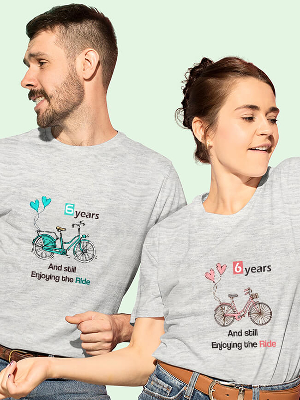 Custom Anniversary Still Enjoying The Ride Couples T Shirt