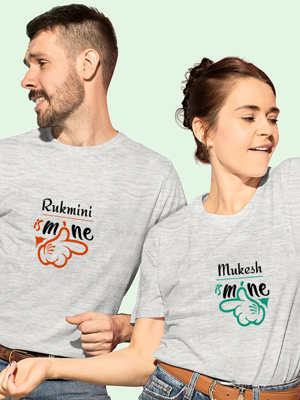 Custom He is Mine and She is Mine On Customized Couple T-Shirt