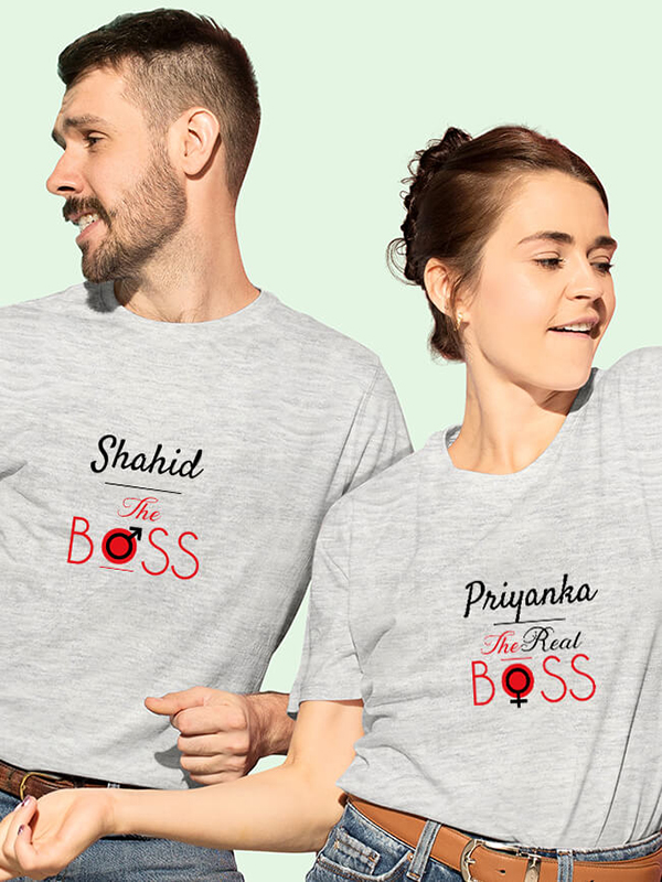 Custom The Boss and The Real Boss On Couple T-shirts For Men & Women