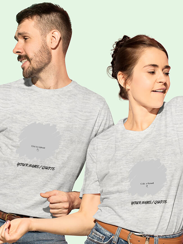 Custom Your Photo with Text On Customized Couple T-Shirt