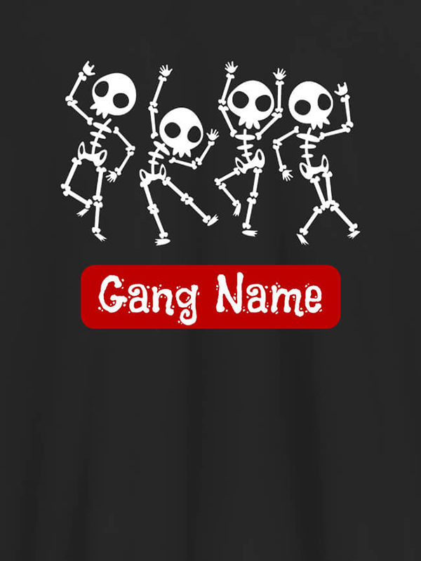 Custom Gang Name Skeleton Design Personalised Mens T Shirt