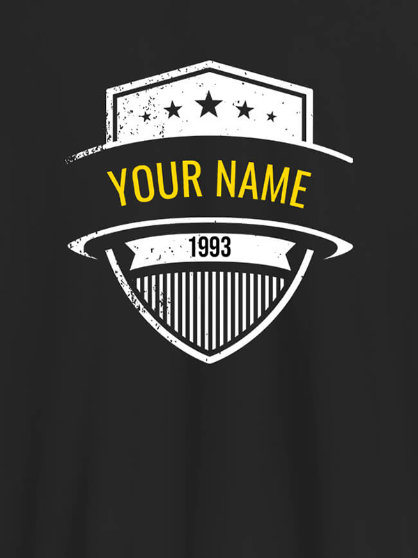 Custom Shield Design with Text and Year On Customized Tshirt for Men