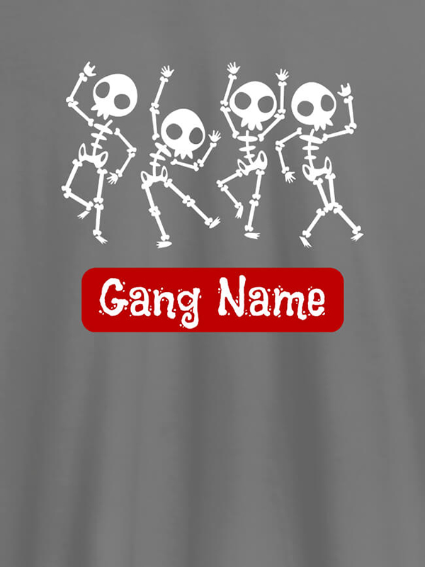 Custom Gang Name Skeleton Design Personalised Mens T Shirt