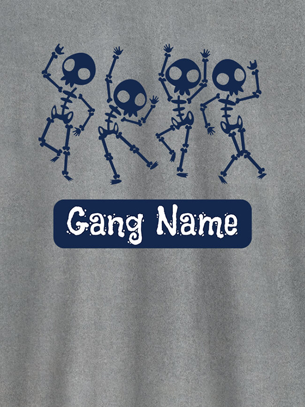 Custom Gang Name Skeleton Design Personalised Mens T Shirt