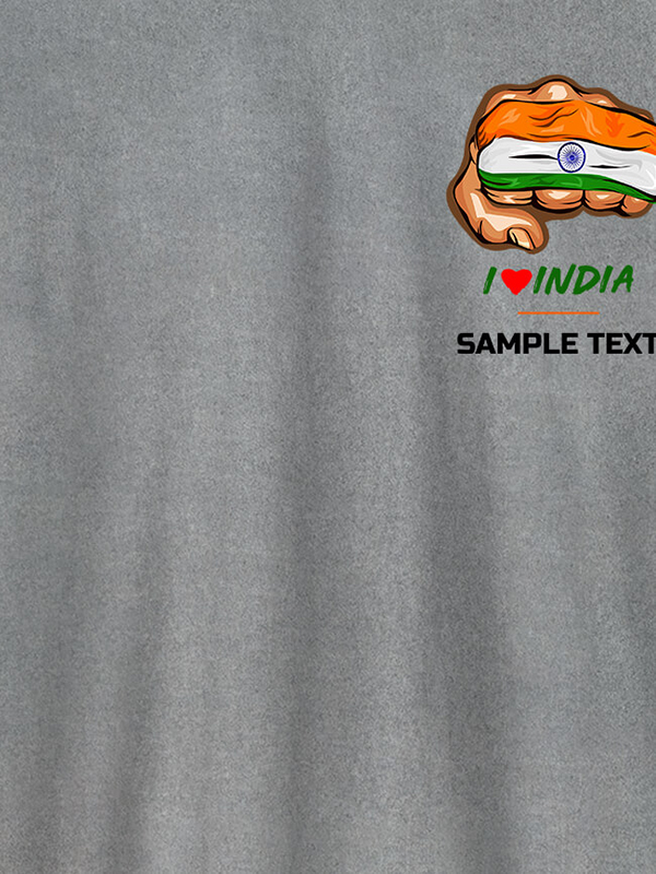 Custom Indian Flag With Text On Customized Tshirt for Men