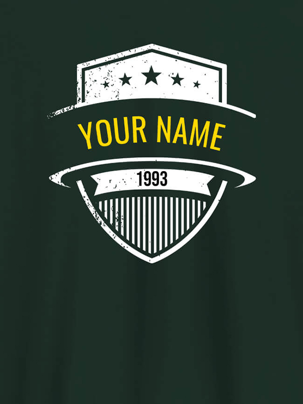Custom Shield Design with Text and Year On Customized Tshirt for Men