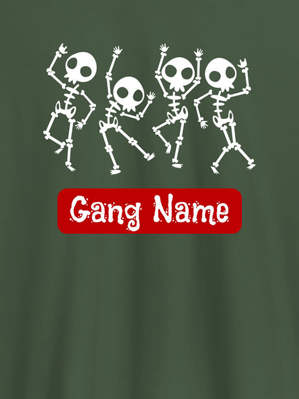 Custom Gang Name Skeleton Design Personalised Mens T Shirt