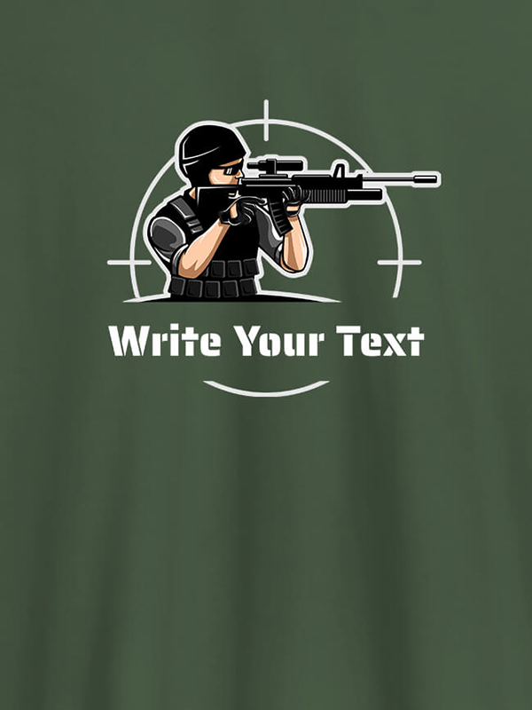 Custom Sniper with Your Text On Customized Mens T-Shirt
